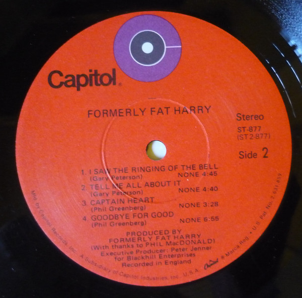 Formerly Fat Harry - Formerly Fat Harry | Capitol Records (ST-877) - 4