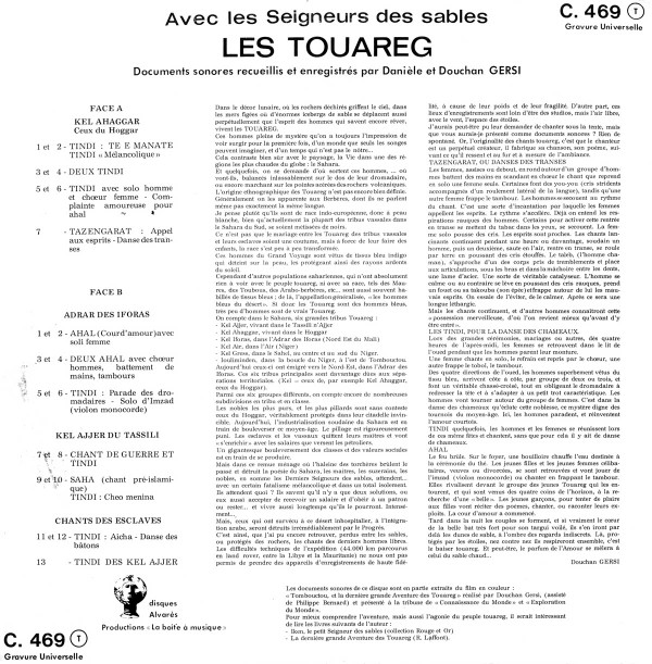 Tuareg - Avec Les Seigneurs Des Sables - Tassili, Iforas, Hoggar | Disques Alvarès (C. 469) - 2