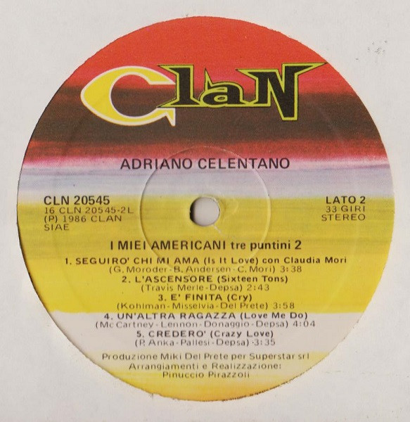 Adriano Celentano - I Miei Americani (Tre Puntini) 2 | Clan Celentano (CLN 20545) - 2 Adriano Celentano - I Miei Americani (Tre Puntini) 2 | Clan Celentano (CLN 20545) - 2