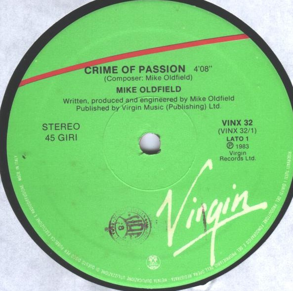 Mike Oldfield - Crime Of Passion | Virgin (VINX 32) - 2