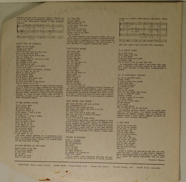 Claudio Monteverdi , Rascida Agosti , Rodolfo Farolfi , Gastone Sarti - Madrigali E Canzonette A Due, E Tre, Voci. Libro Nono | Arcophon (AM 666) - 2
