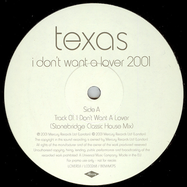 Texas - I Dont Want A Lover 2001 | Mercury (LOVERDJ1)