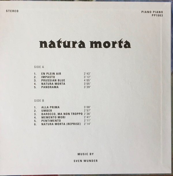 Sven Wunder - Natura Morta | Piano Piano (PP1003) - 2