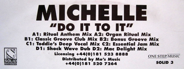 Michelle - Do It To It | Solid Records (SOLID 3) Michelle - Do It To It | Solid Records (SOLID 3)