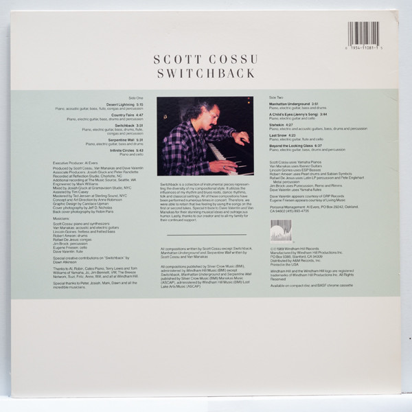 Scott Cossu Featuring Van Manakas - Switchback | Windham Hill Records (WH-1081) - 2