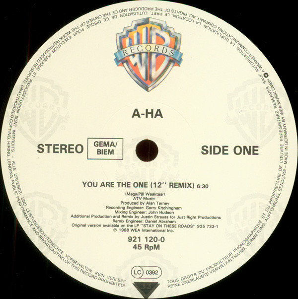 a-ha - You Are The One (12" Remix) | Warner Bros. Records (921 120-0)