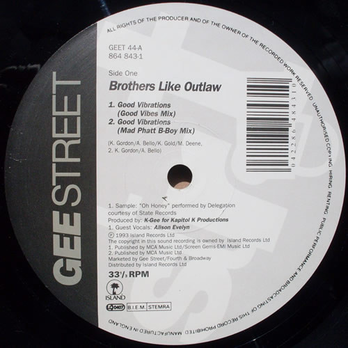 Brothers Like Outlaw - Good Vibrations | Gee Street (GEET44) Brothers Like Outlaw - Good Vibrations | Gee Street (GEET44)