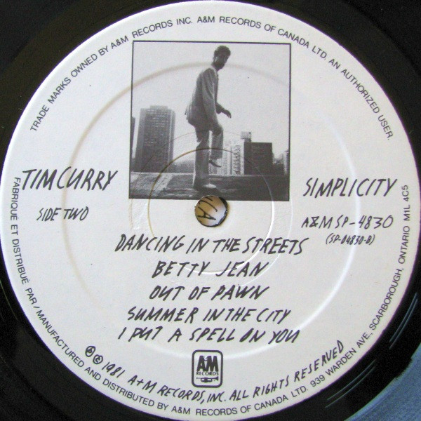 Tim Curry - Simplicity | A&M Records (SP-4830) - 4