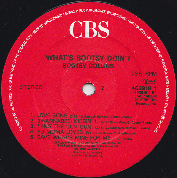 Bootsy Collins - What's Bootsy Doin'? | CBS (462918 1) - 4