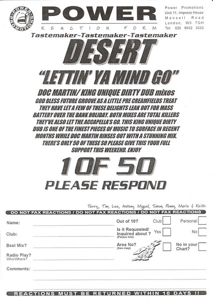 Desert - Lettin' Ya Mind Go (Promo Three) | Future Groove (P12FGR017X) - 3