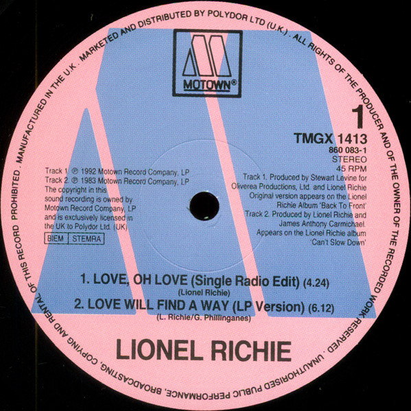Lionel Richie - Love, Oh Love | Motown (TMGX 1413) - 3 Lionel Richie - Love, Oh Love | Motown (TMGX 1413) - 3