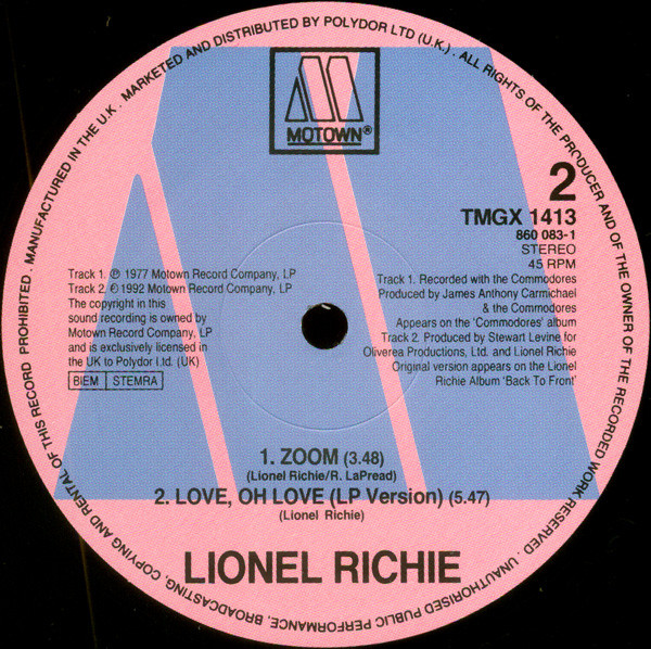 Lionel Richie - Love, Oh Love | Motown (TMGX 1413) - 4 Lionel Richie - Love, Oh Love | Motown (TMGX 1413) - 4