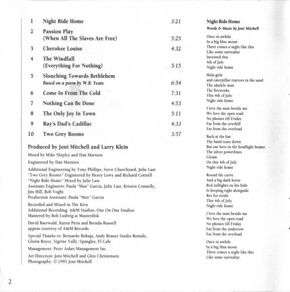 Joni Mitchell - Night Ride Home | Geffen Records (GEFD-24302) - 4