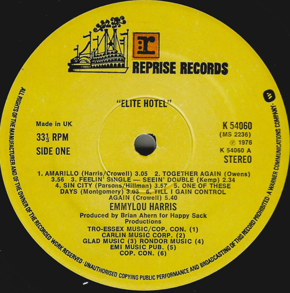 Emmylou Harris - Elite Hotel | Reprise Records (K 54060) - 3