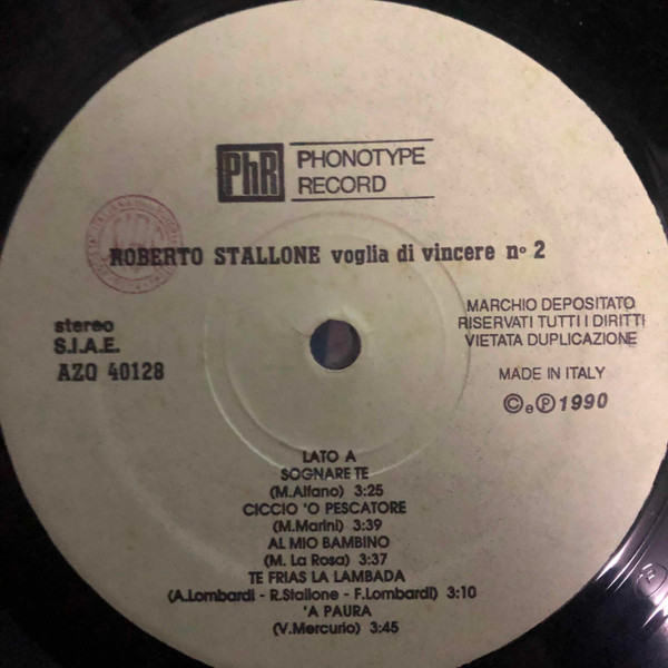 Roberto Stallone - Voglia Di Vincere N°2 | Phonotype Record (AZQ 40128) - 2 Roberto Stallone - Voglia Di Vincere N°2 | Phonotype Record (AZQ 40128) - 2