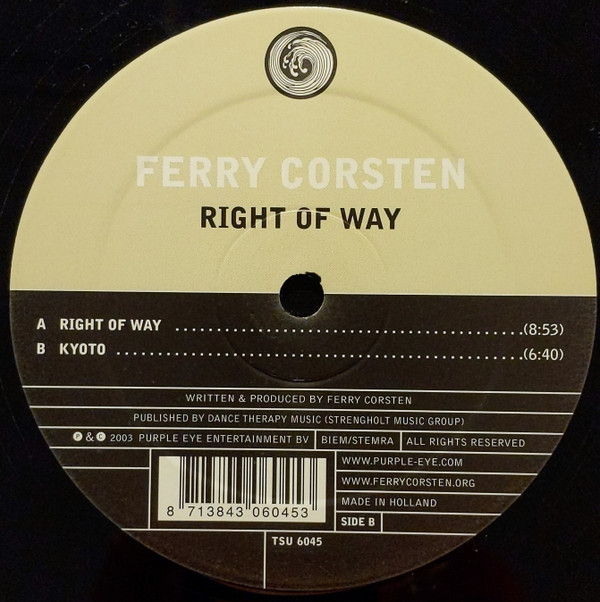 Ferry Corsten - Right Of Way | Tsunami (TSU 6045) - main