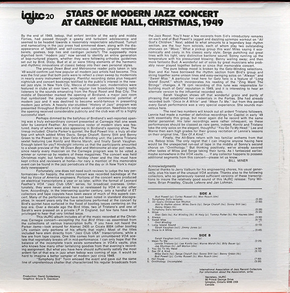 Various - Stars Of Modern Jazz Concert - Carnegie Hall Christmas 1949 | IAJRC (20) - 2