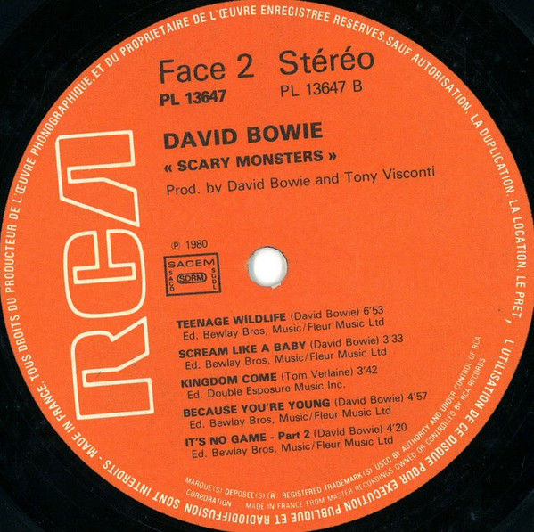 David Bowie - Scary Monsters | RCA (PL 13647) - 3