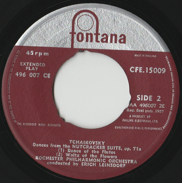 Pyotr Ilyich Tchaikovsky , Rochester Philharmonic Orchestra Cond. Erich Leinsdorf - The Nutcraker Suite, Op. 71a (Six Dances) | Fontana (CFE 15009) - 4