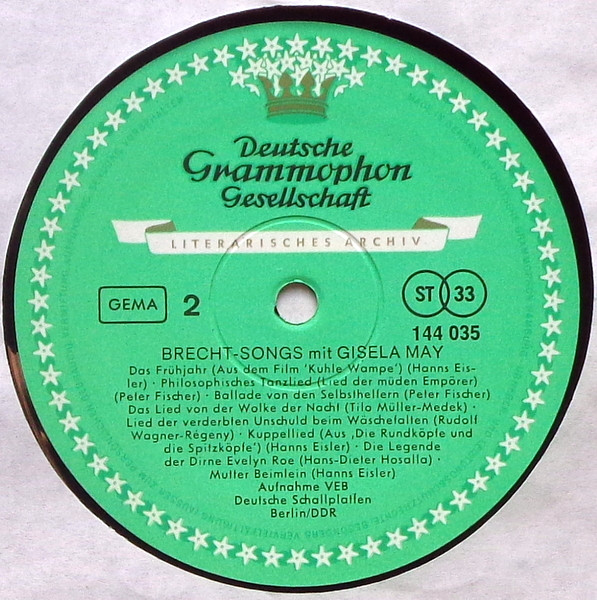 Gisela May - Gisela May Singt Brecht | Deutsche Grammophon Gesellschaft Literarisches Archiv (144 035) - 4 Gisela May - Gisela May Singt Brecht | Deutsche Grammophon Gesellschaft Literarisches Archiv (144 035) - 4