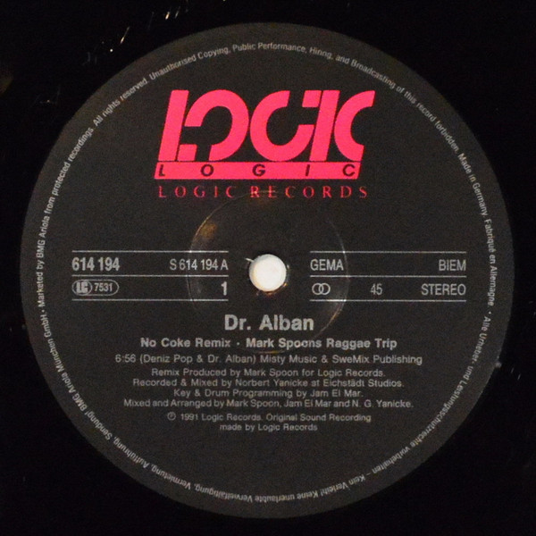 Dr. Alban - No Coke (Remix) | Logic Records (614 194) - 3