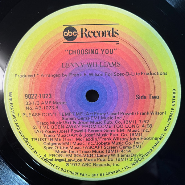 Lenny Williams - Choosing You | ABC Records (9022-1023)