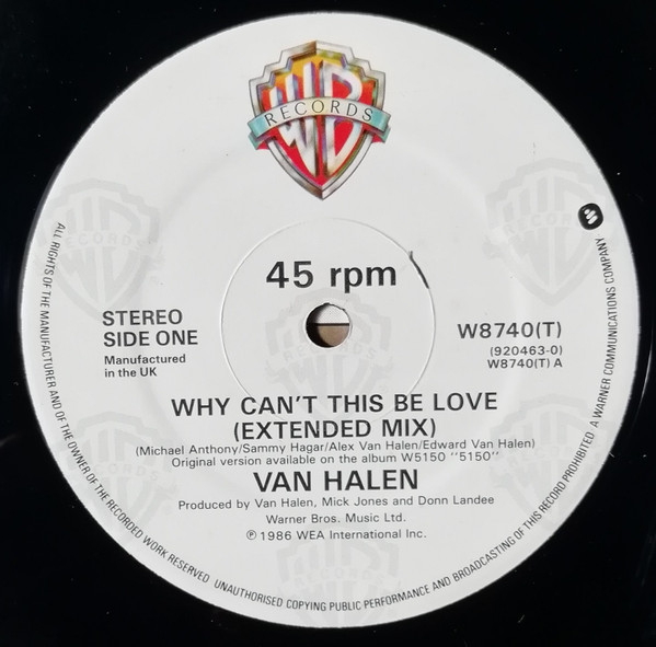 Van Halen - Why Can't This Be Love / Get Up | Warner Bros. Records (W8740T) - 4 Van Halen - Why Can't This Be Love / Get Up | Warner Bros. Records (W8740T) - 4