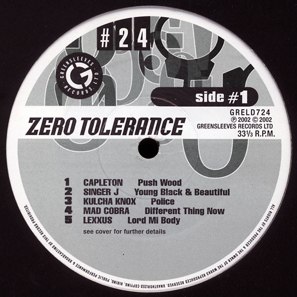 Various - Zero Tolerance | Greensleeves Records (GRELD 724) - 2