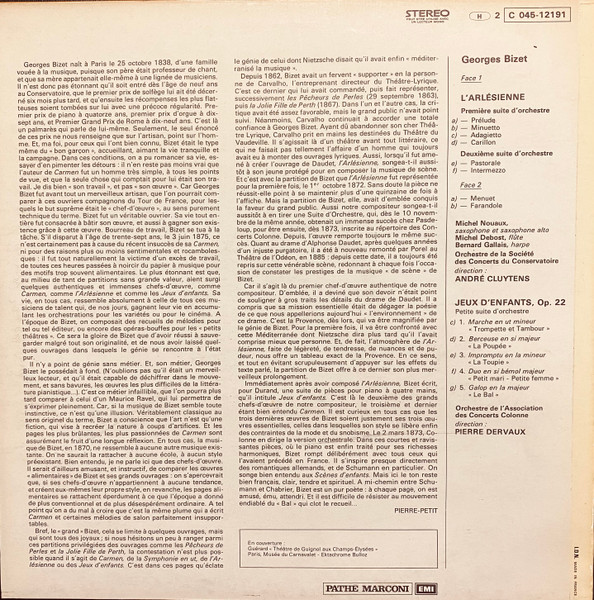 Georges Bizet , Orchestre De La Société Des Concerts Du Conservatoire , L'Orchestre De L'Association Des Concerts Colonne , André Cluytens , Pierre Dervaux - L'Arlésienne (Suites Nos 1 Et 2) / Jeux D'Enfants (Petite Suite D'Orchestre) | Trianon (2C 045-12191) - 2