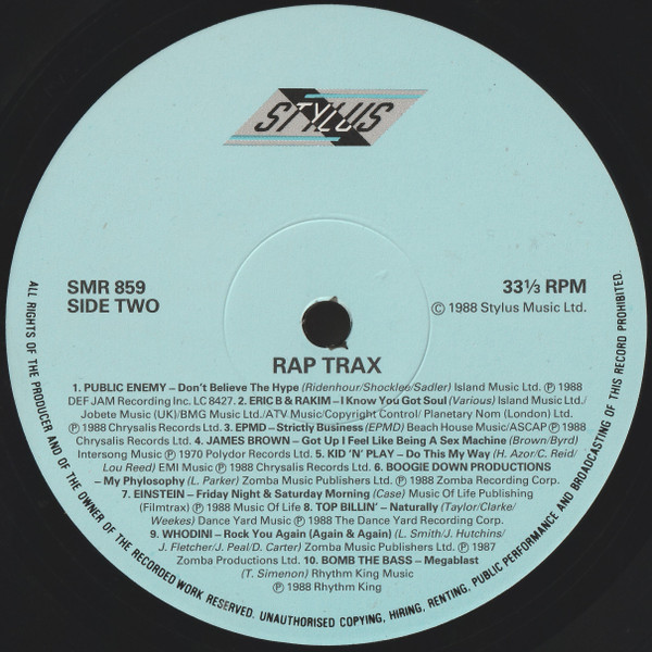 Various - Rap Trax! | Stylus Music (SMR 859) - 3