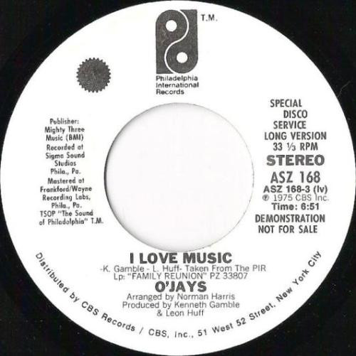 The O'Jays - I Love Music | Philadelphia International Records (ASZ 168)