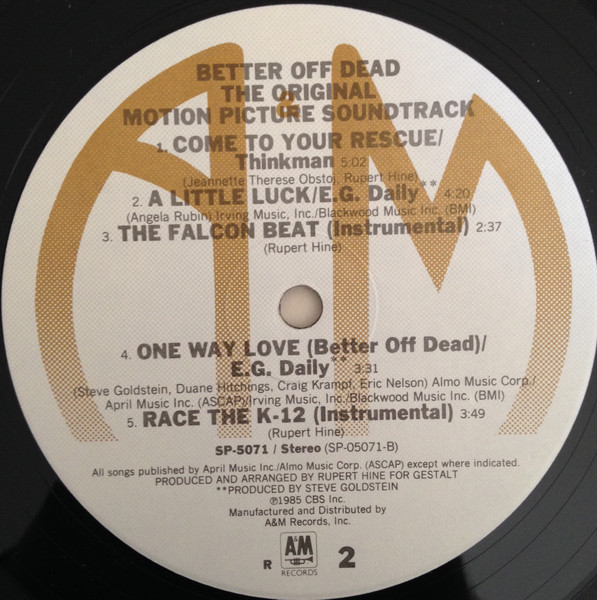 Various - Better Off Dead - Original A&M Soundtrack | A&M Records (SP-5071) - 4