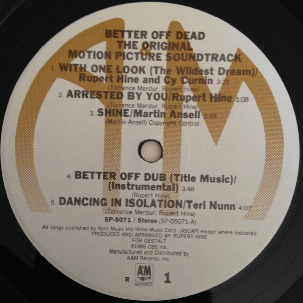 Various - Better Off Dead - Original A&M Soundtrack | A&M Records (SP-5071) - 3