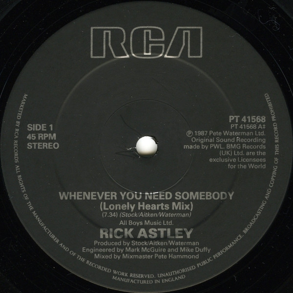 Rick Astley - Whenever You Need Somebody | RCA (PT 41568) - main Rick Astley - Whenever You Need Somebody | RCA (PT 41568) - main