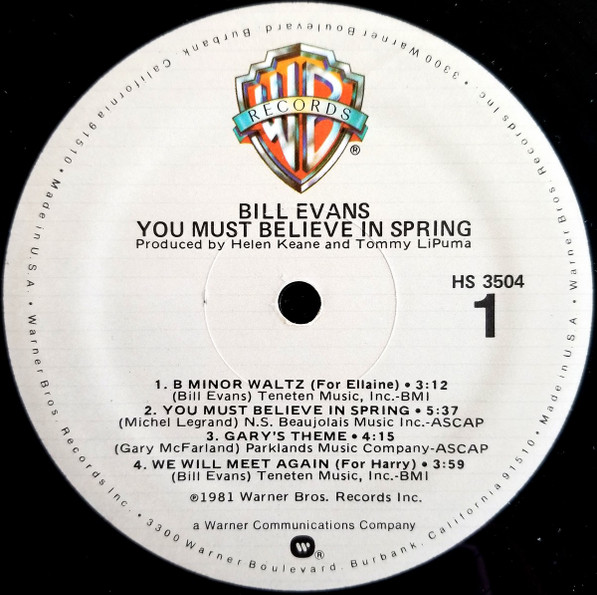 Bill Evans - You Must Believe In Spring | Warner Bros. Records (HS 3504) - 3