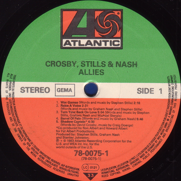 Crosby, Stills & Nash - Allies | Atlantic (78-0075-1) - 3 Crosby, Stills & Nash - Allies | Atlantic (78-0075-1) - 3