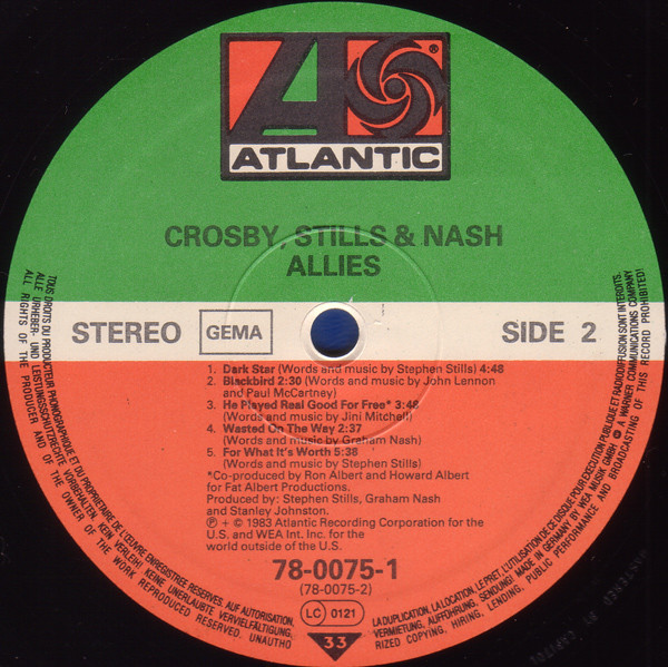 Crosby, Stills & Nash - Allies | Atlantic (78-0075-1) - 4 Crosby, Stills & Nash - Allies | Atlantic (78-0075-1) - 4