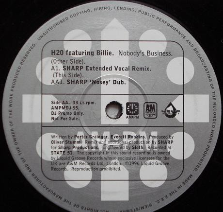 H2O Featuring Billie - Nobody's Business (Sharp Mixes) | AM:PM (AMPMDJ 55)