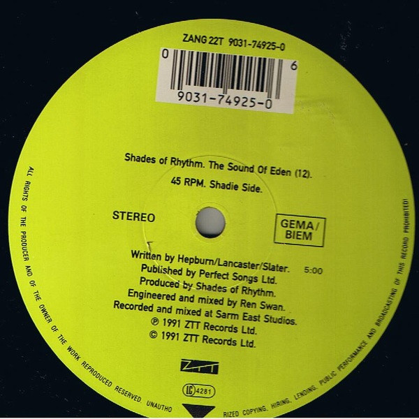 Shades Of Rhythm - The Sound Of Eden (Every Time I See Her) | ZTT (ZANG 22T) - 3 Shades Of Rhythm - The Sound Of Eden (Every Time I See Her) | ZTT (ZANG 22T) - 3