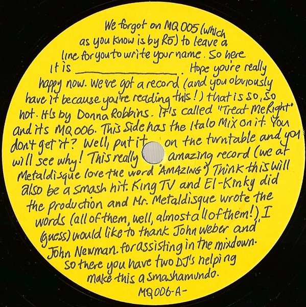 Donna Robbins - Treat Me Right | Metaldisque (MQ 006) Donna Robbins - Treat Me Right | Metaldisque (MQ 006)