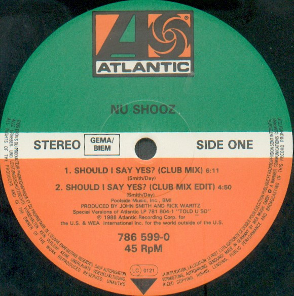 Nu Shooz - Should I Say Yes? | Atlantic (786 599-0) - 3