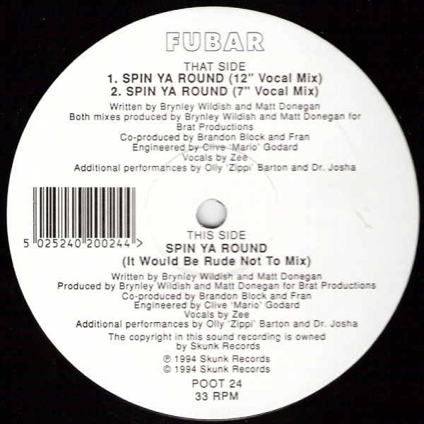 FUBAR - Spin Ya Round | Skunk Records (POOT 24) FUBAR - Spin Ya Round | Skunk Records (POOT 24)