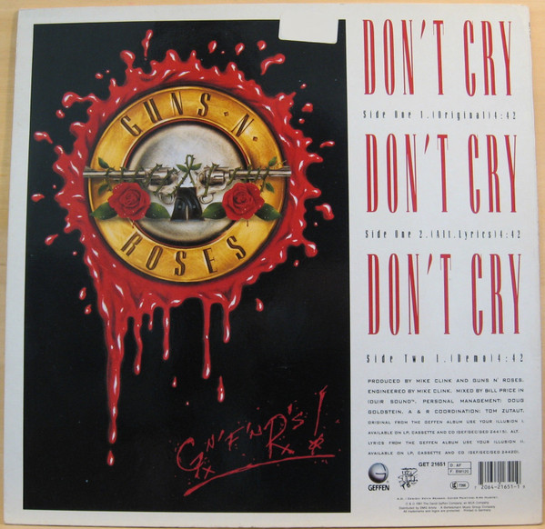 Guns N' Roses - Don't Cry | Geffen Records (GET 21651) - 2 Guns N' Roses - Don't Cry | Geffen Records (GET 21651) - 2