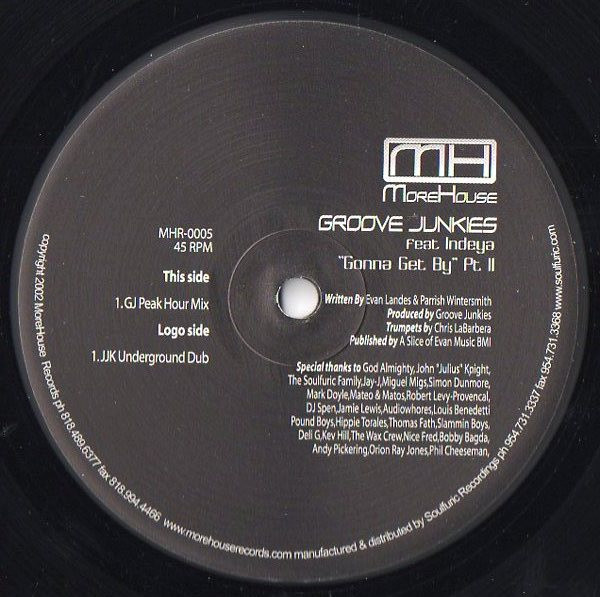 Groove Junkies Featuring Indeya - Gonna Get By (Part II) | MoreHouse Records (MHR-0005)
