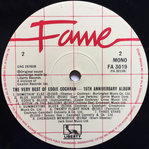 Eddie Cochran - The Very Best Of Eddie Cochran | Fame (FA 3019) - 4