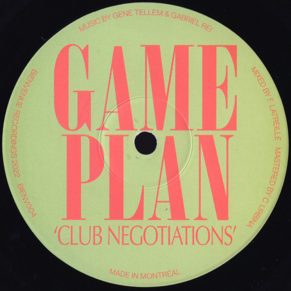 Game Plan - Club Negotiations | Bienvenue Recordings (BIENV004)