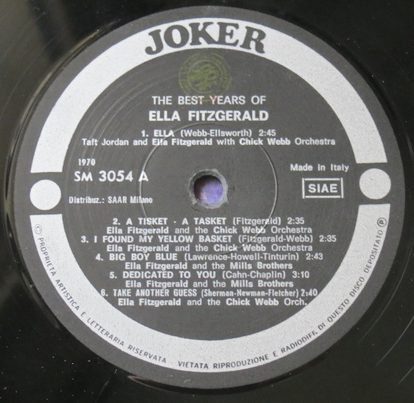 Ella Fitzgerald - The Best Years Of Ella Fitzgerald - Registrazione Originale 1936-1939 | Joker (SM 3054) - 3