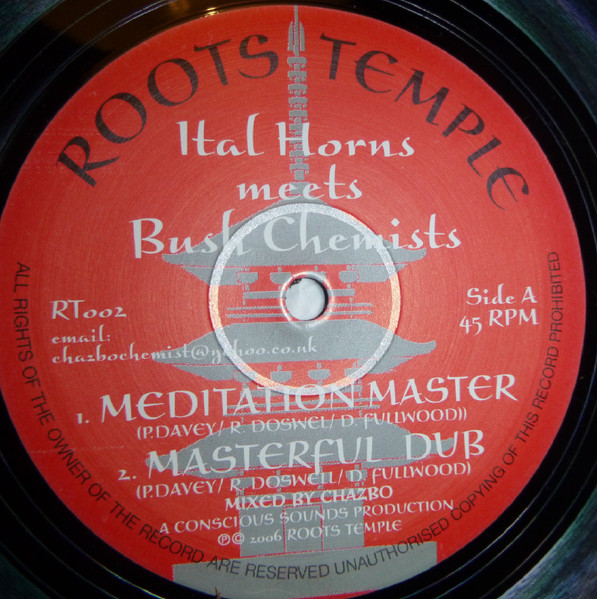 Ital Horns Meets The Bush Chemists - Meditation Master / Melody for Eden | Roots Temple (RT 002) - main