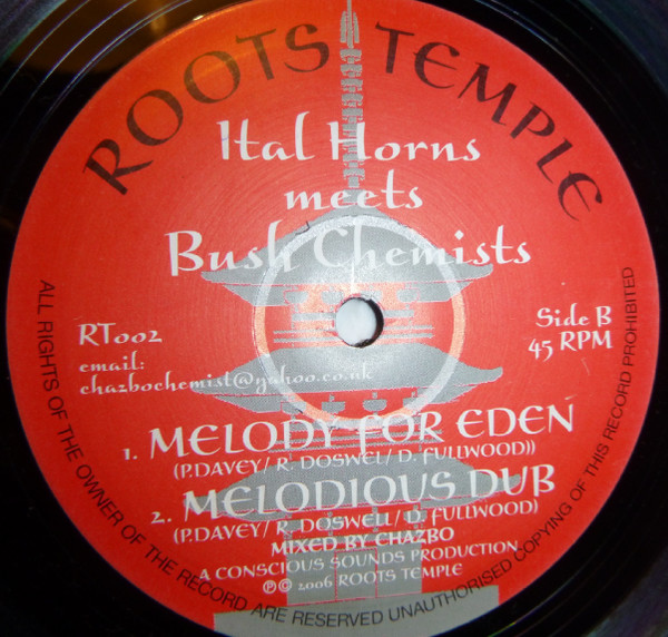 Ital Horns Meets The Bush Chemists - Meditation Master / Melody for Eden | Roots Temple (RT 002) - 2