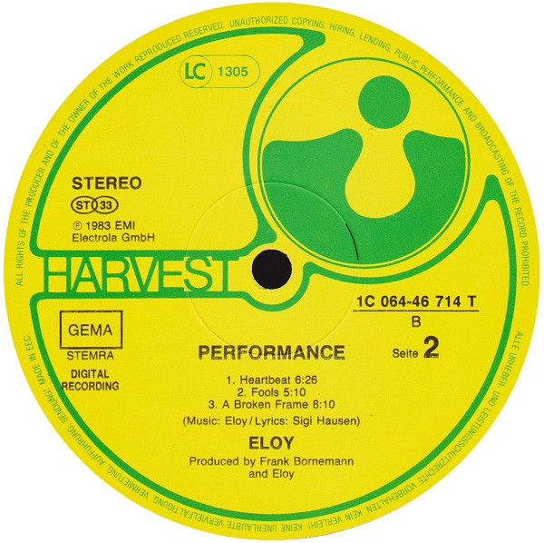 Eloy - Performance | Harvest (1C 064-46 714 T) - 4